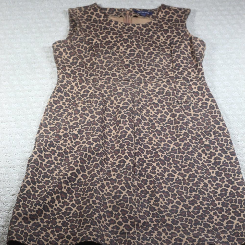 Lands' End Size 4 Cheetah Print Ponte Knit Sleeveless Knee-Length Sheath Dress